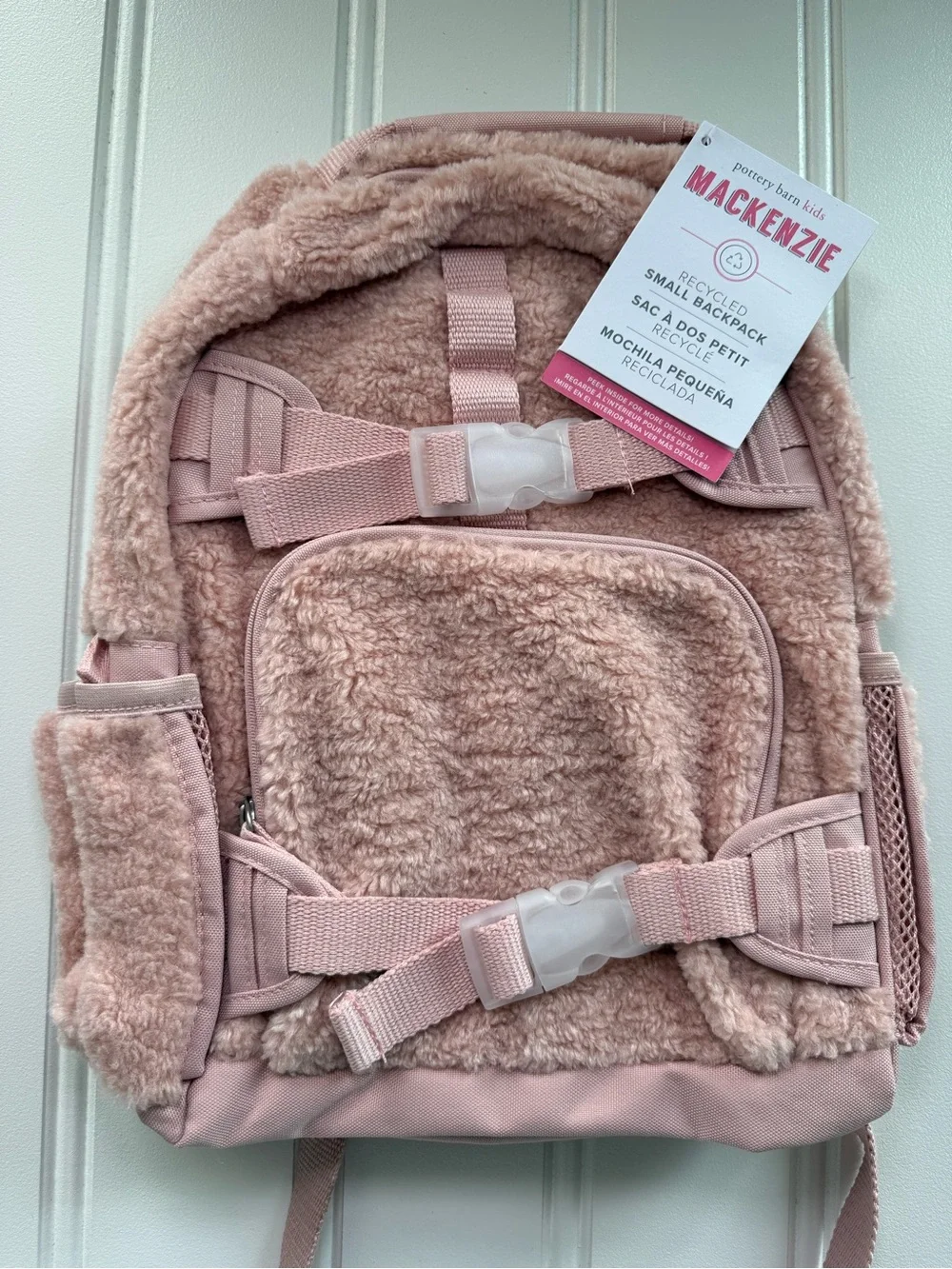 Pottery Barn Kids Mackenzie Soft Sherpa Backpack Blush Pink Small Girls NEW